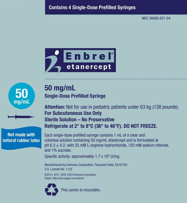 Enbrel Etanercept 50 mg/mL Syringe